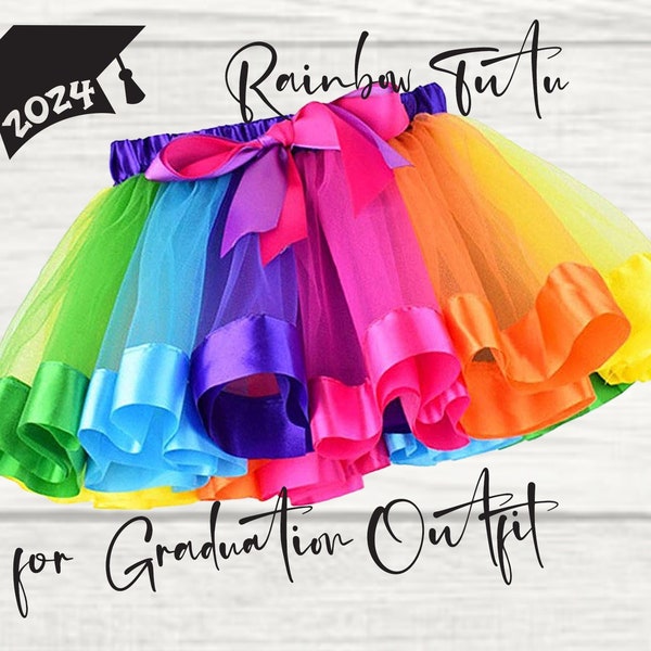 Rainbow Tutu 3k, Pre-k , Preschool Kindergarten Graduation outfit, Rainbow Birthday Tutu, princess party skirt - farmhouse decals