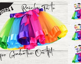 Rainbow Tutu 3k, Pre-k , Preschool Kindergarten Graduation outfit, Rainbow Birthday Tutu, princess party skirt - farmhouse decals