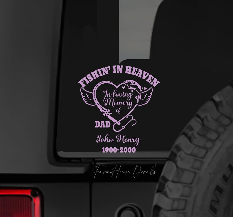 Fishing in Heaven Memorial Decal - in Loving Memory Car Window Sticker ...