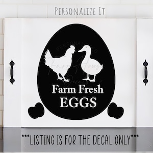 Farm Fresh Eggs Decal, Farm Animal Chicken Duck, Noodle Board Sticker, Farm Country Kitchen Sign, Personalized Decal - Farmhouse Decals
