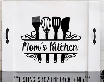Mom&#39;s Kitchen Decal | Kitchen Farmhouse Wall Decal | Split Utensil | Noodle Board Sticker | Gift for Her Wife Mom - FarmhouseDecals