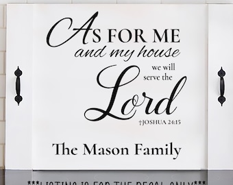 Farmhouse Noodle Board Decal, Serve The Lord, Joshua 24:15, Family Name