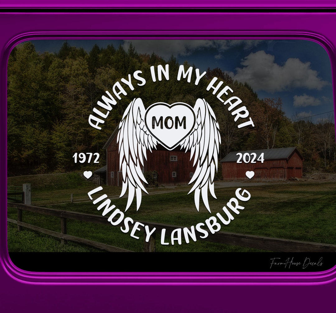 Always in My Heart Angel Wings Decal, Family Memorial Decal, in Loving ...
