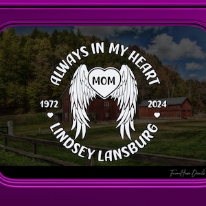 Always in my heart Angel Wings Decal, Family Memorial Decal, In Loving Memory Decal, Bereavement sticker, Car Window decal - FD