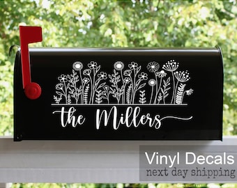 Personalized Wildflowers Rural Mailbox Decal -  Farmhouse Decals