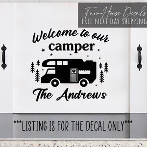 Welcome to our Camper Noodle Board Sticker | Add Your Family Name  | Camper RV Sign | Kitchen Wall Sign | Vintage Sign  -