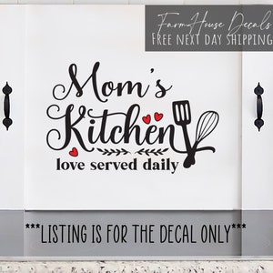 Mom&#39;s Kitchen Decal | Personalized Name Sticker |Kitchen Wall Decal | Split Utensil | Noodle Board Sticker | Gift for Mom - Farmhouse Decals