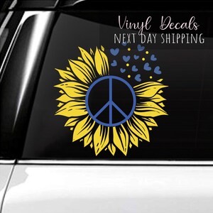 Support Ukraine Peace Sunflower, Ukraine Sticker, Car Rear Window Decal, Stand With Ukraine Sunflower, No War Decal - Farmhouse Decals