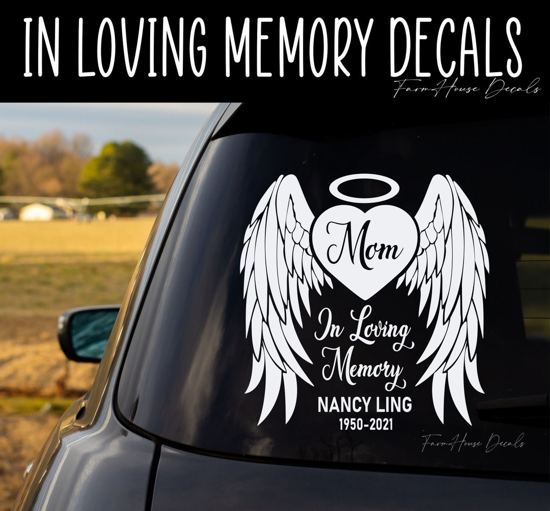 In Loving Memory Decal Angel Wings Family Memorial Always in My Heart Decal Bereavement Sticker Car Window Decal Farmhouse Decals Etsy