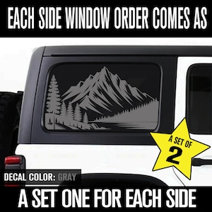 Adventure Decal, Mountain & trees scene, Rear Quarter Window Decal, Set of 2 decals,  trim fit your car, Floral decal - Farmhouse Decals