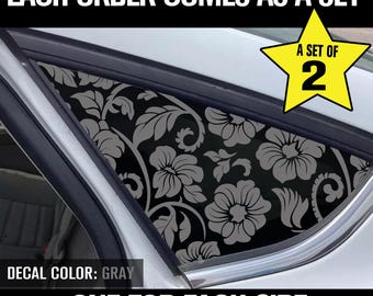 Floral Car Decal, Set of 2 Rear Quarter Window decals - Farmhouse Decals - matte finish