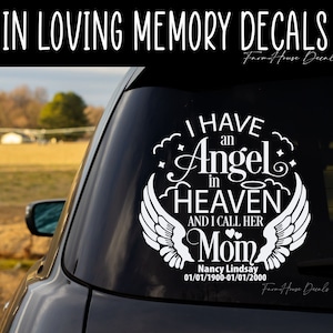 I have Angel In Heaven Decal, In Loving Memory, Family Memorial Decal, Bereavement sticker, Car Window decal - Farmhouse Decals