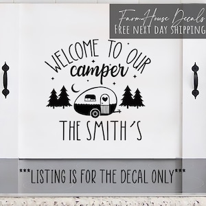 Welcome to our Camper Noodle Board Sticker |  Camper Wall Decal | Kitchen Wall Sign | Camping Hiking Outdoors Decal - FarmhouseDecals