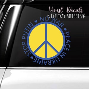 Support Ukraine Peace Symbol, Stop Putin, No war, Car Rear Window Decal, Stand With Ukraine Sunflower, No War Decal - Farmhouse Decals