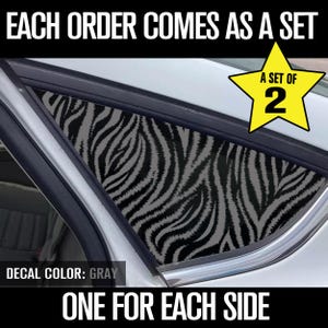 Zebra Stripes Decal, Rear Quarter Window Decal, Set of 2 decals, adhesive vinyl decal, trim to fit, animal skins decal - Farmhouse Decals