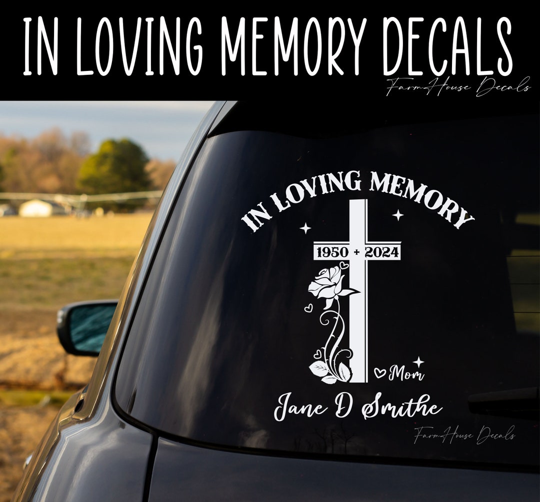 In Loving Memory Decal: Rose Cross Memorial Car Window Sticker - Etsy