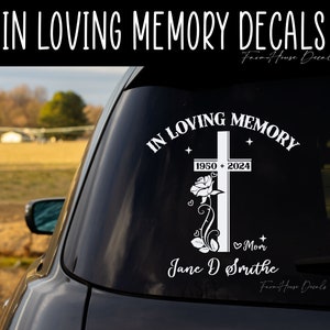 In Loving Memory Decal: Rose Cross Memorial Car Window Sticker