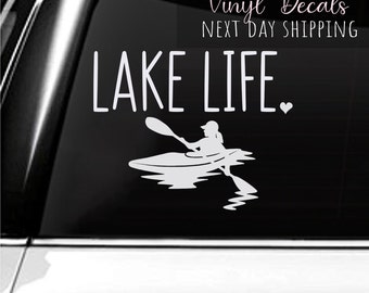 Lake Life kayaking Decal | kayak Decal | camping adventure Laptop Glass Car Window | Vinyl Decal | Bumper Sticker - Farmhouse decals