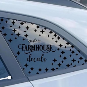 Custom Designed Window Decal, Rear Quarter Window, Set of 2 decals, adhesive vinyl decal, trim to fit, animal skins decal - Farmhouse Decals