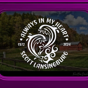 Always in my heart Dolphins Decal, Family Memorial Decal, In Loving Memory Decal, Bereavement sticker, Car Window decal - Farmhouse Decals