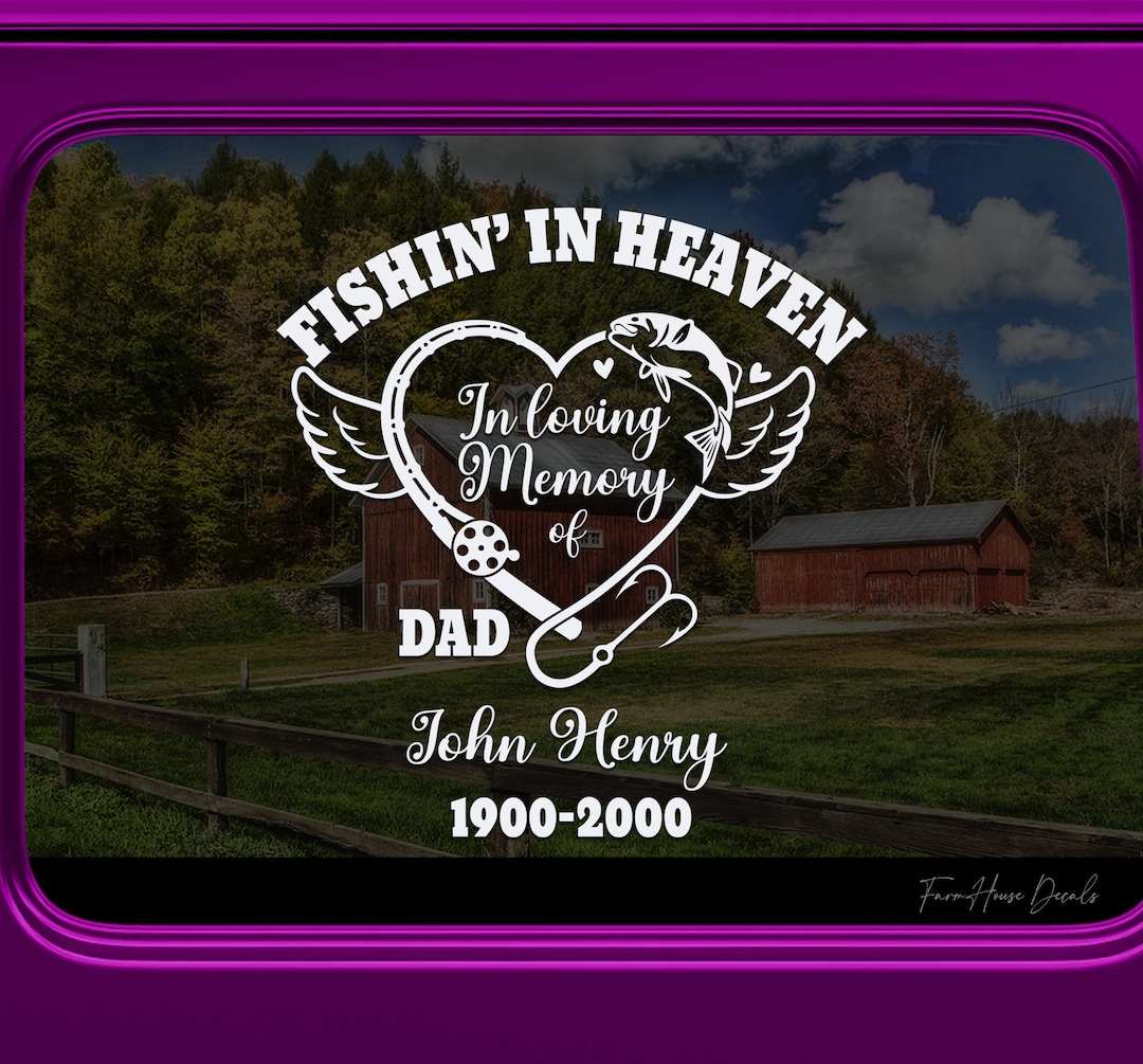 Fishing in Heaven Memorial Decal - in Loving Memory Car Window Sticker ...