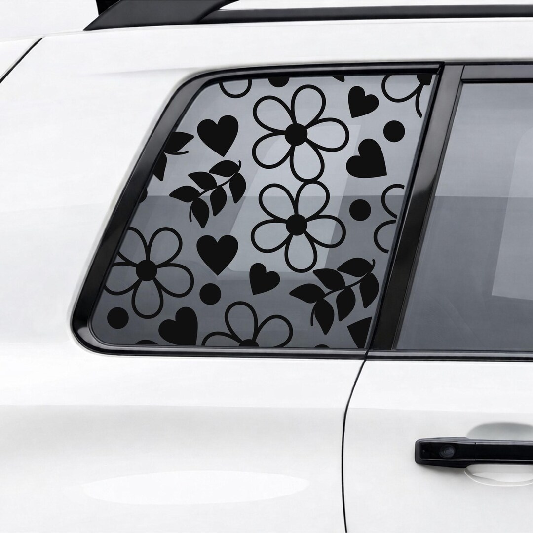 Retro Flower Pattern - Car Window Decals, Vinyl Decal Stickers - Etsy