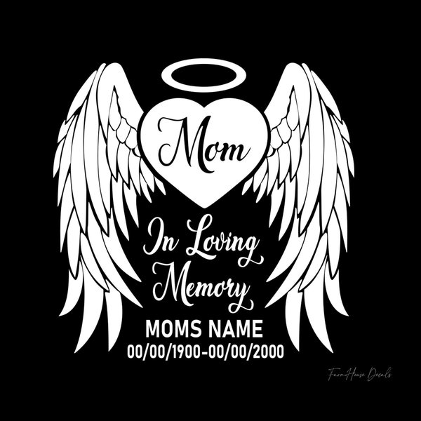 In Loving Memory Wings Decal | Family Memorial Decal | Beloved Mom Dad Brother Sister | Vinyl Wall Glass Window Sticker - Farmhouse Decals