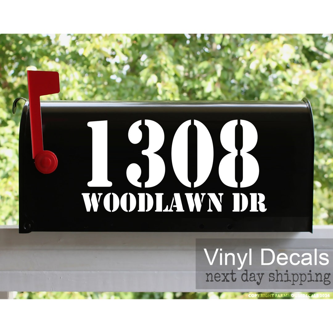 Mail Script Decal Ribtable Personalized Mailbox Decal: Stencil Font Address Sticker - Etsy