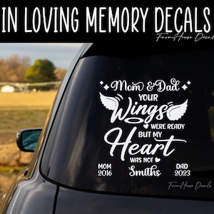Your Wings Were Ready Our Heart Was Not, In Loving Memory, Family Memorial Decal, Bereavement sticker, Car Window decal - Farmhouse Decals