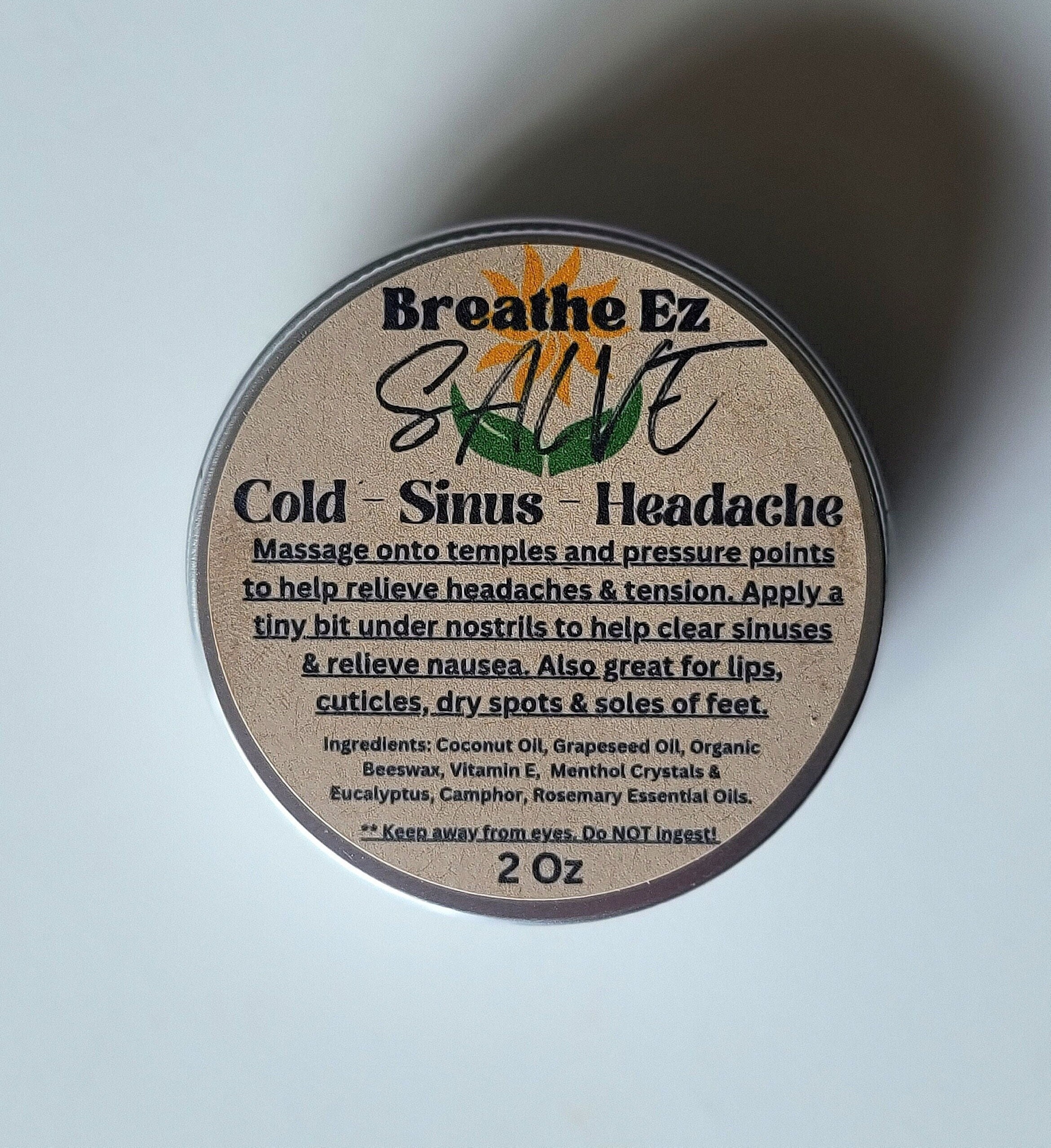 Breathe Ez Salve, for Breathing Issues, for Headaches Vapor Rub