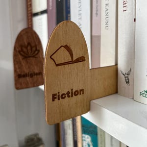 Personalized Library Shelf Labels, Bookshelf Dividers, Genre Organizers, Category Label Classifiers, Best Christmas Gift for Book Lovers