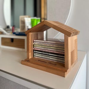 Wooden House Shaped Book Rest & Book Holder Storage Organizer, Now Reading Book Stack, Unique Housewarming Gifts for Readers and Book Lovers