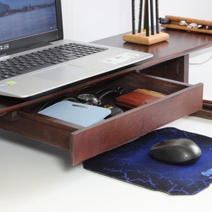 Dual Monitor Stand With Drawer, Desk Accessories Set For Office, Phone Holder, Pen Tray And Holder, Office Desk Set, Large Monitor Riser