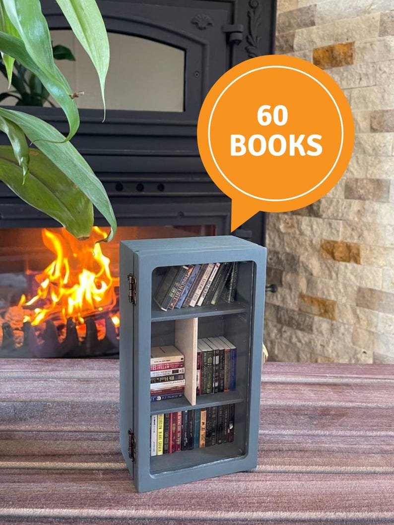 Anxiety Miniature Bookshelf With Mini Books, Wooden Mini Bookcase ...