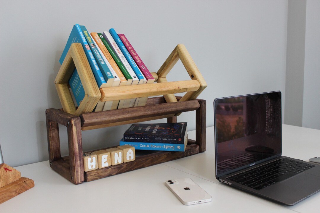 Table Top Bookshelf Bookmark Holder Personalized Book Stand Etsy