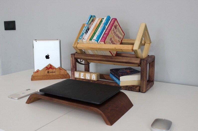Table Top Bookshelf Bookmark Holder Personalized Book Stand Etsy
