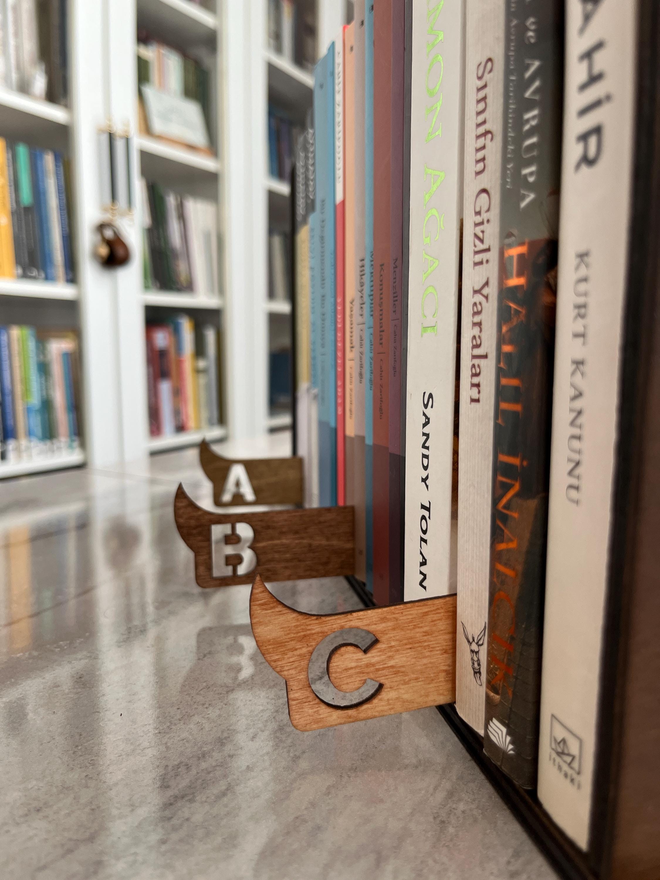 A-Z Wooden Book Dividers: Laser-cut Shelf Tags for Libraries