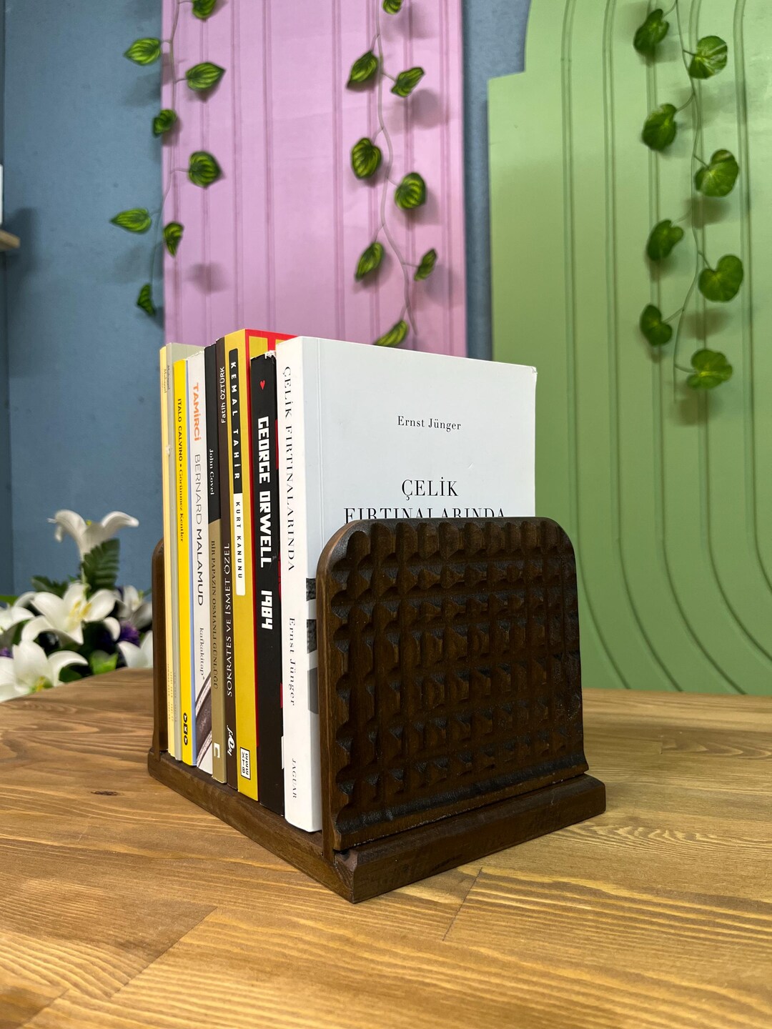 Custom Book Racks Personalized Wooden Book Rack, Rustic Tabletop Bookshelf, Hand Carved ...