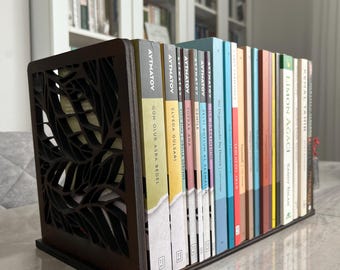 Estantería de sobremesa, estantería de madera única con sujetalibros decorativos, organizador de escritorio, soporte para libros de escritorio, el mejor regalo para lectores.
