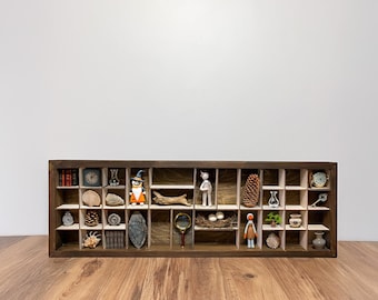 Setzschrank Shadow Box, hölzerner Kuriositätenschrank für Sammlerstücke und Kleinkram, Wandregal Vitrine, praktisches Wohn Deko Geschenk
