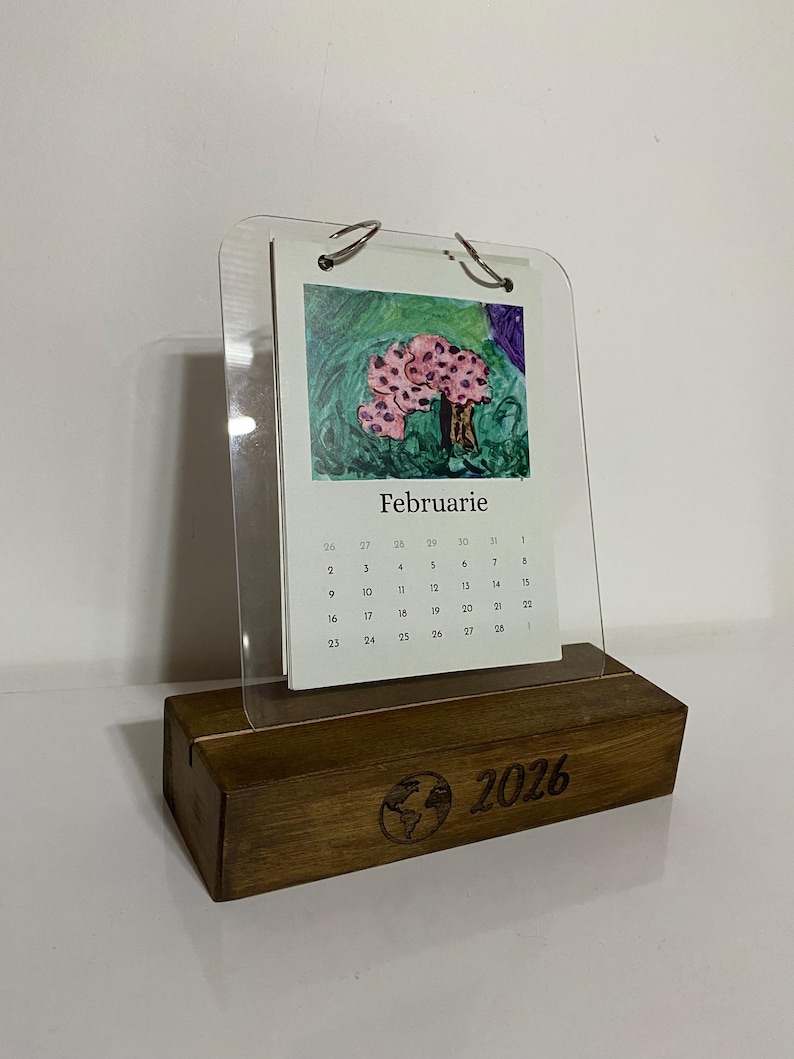 Custom Photo Desk Calendar 2027 With Wooden Stand – Personalized Gift ...