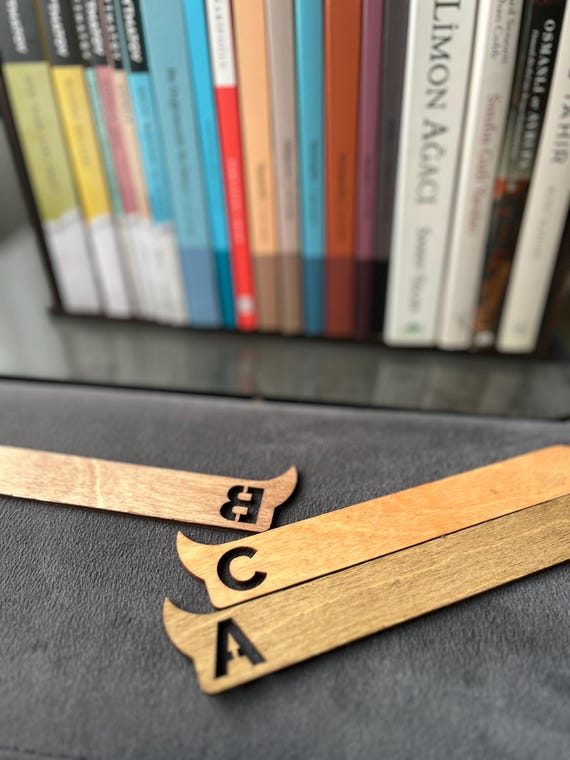 A-Z Wooden Book Dividers: Laser-cut Shelf Tags for Libraries