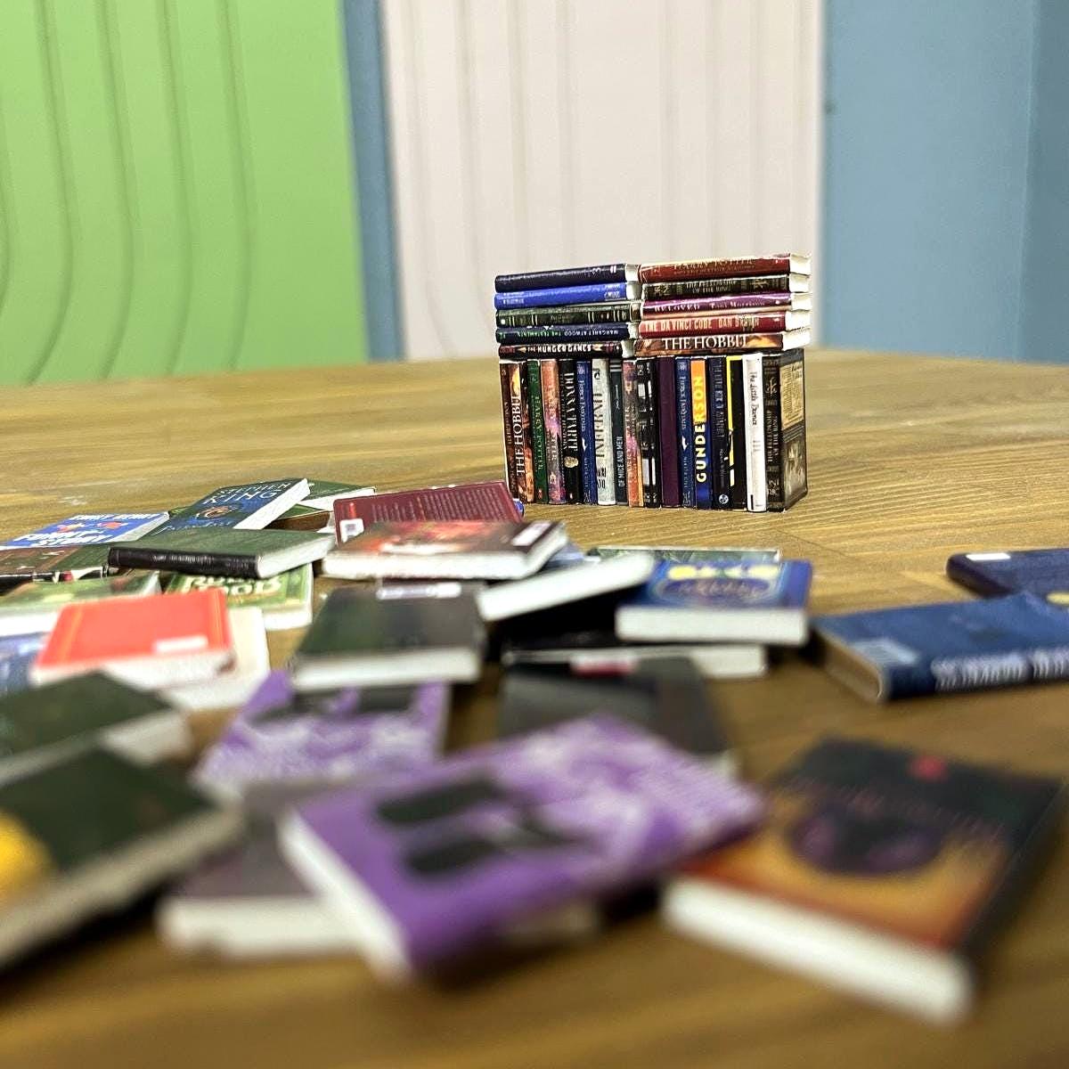 Personalized Mini Books Collection Large Lot: Book Lover Gifts, Tiny Books Bookshelf Decor, Anxiety Relief, Fun DIY Gift Idea for Book Nerd