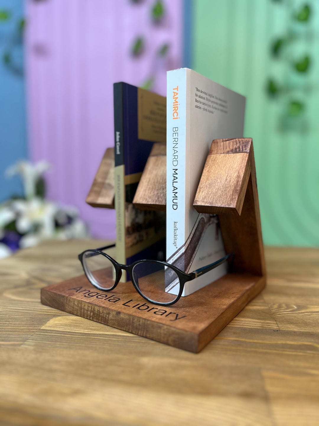 Personalized Triangle Book Stand - Custom Engraved Gift for Readers ...