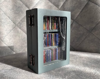 Anxiety Miniature Bookshelf with Mini Books, Wooden Mini Bookcase, Custom Book Lover Gifts, Best Gift for Mother&#39;s Day