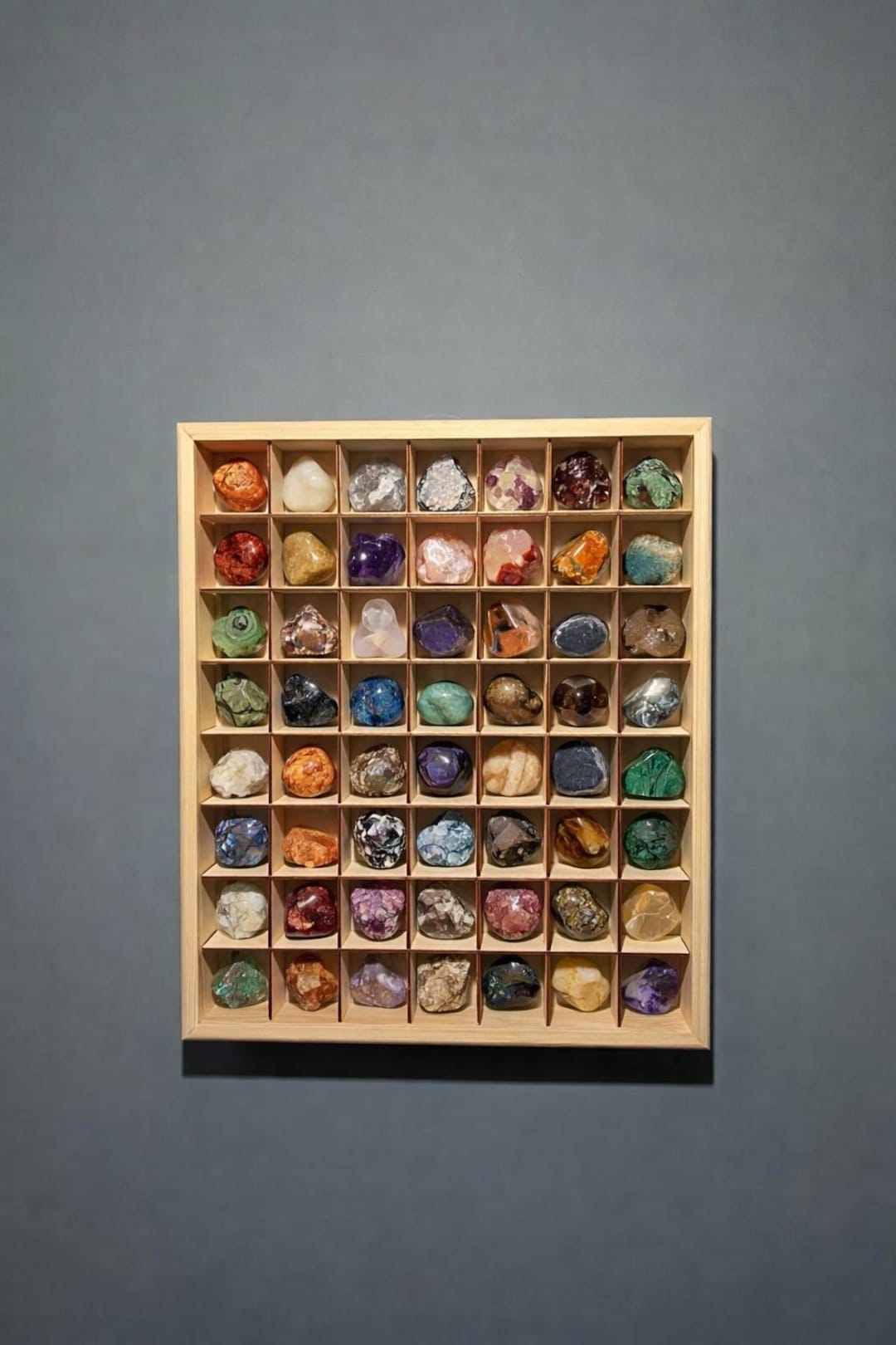 Crystal Display Shelf, Mineral Collection Shadow Box, Healing Crystal ...