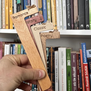 Book Shelf Dividers - Custom Set Genre Organizers for Libraries and Collections, Wooden Shelf Tags, Practical Gift Ideas for Book Lovers