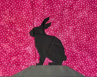 Animal Quilt Paper Piecing Pattern, Rabbit, Bunny, Hare, Animal Quilt Pattern, PDF Sewing Pattern, FPP, Easy Quilting Pattern, Silhouette