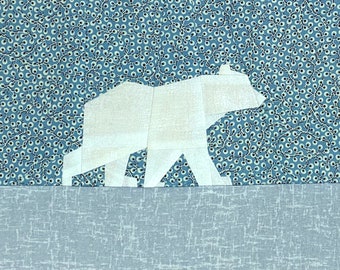 Bear Paper Piecing Pattern, Polar Bear, Grizzly Bear, PDF Animal Foundation Sewing Pattern, Bear FPP, Easy Animal Quilt Pattern, Silhouette