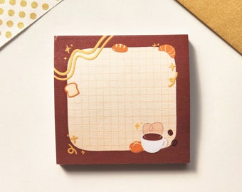 Coffee Sticky Notes/ Cosy Bakery Cafe Theme/ Cute Office Stationery/ Post It Notes/ Memopad/ Notepad/ To do list
